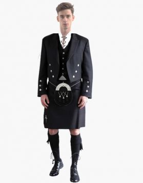Complete Gents Black Spirit Prestige Kilt Outfit- Front Image 