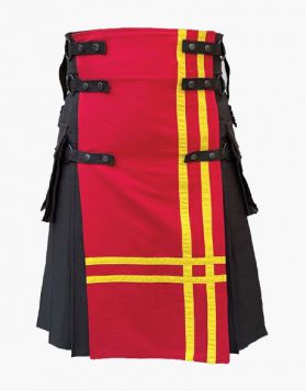 Fashion Black and Red Utility Kilt- Front Image