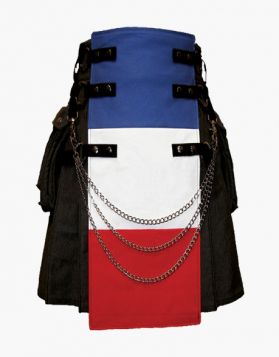 French Flag Gothic Kilt with Chains