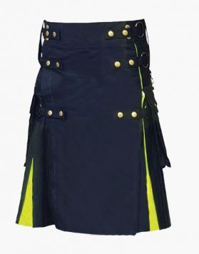 Gothic Black and Fluorescent Green Hybrid Kilt - Front Image
