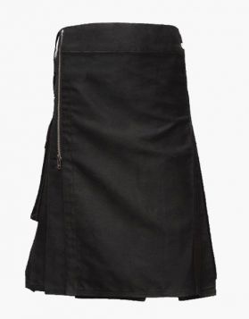 Gothic Zipper Black Utility Kilt