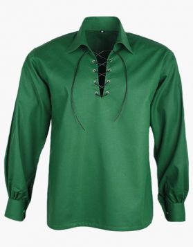 Green Jacobite Ghillie Kilt Shirt with Long Sleeve- Front Image