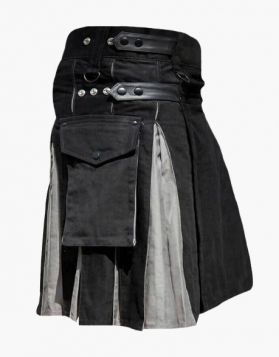 Grey & Black Hybrid Utility Kilt - Front Image