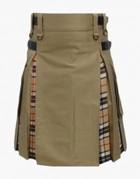 Khaki & Camel Thomson Hybrid Tartan Kilt