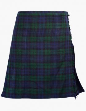 Ladies Black Watch Tartan Midi Kilt Skirt - Front Image 