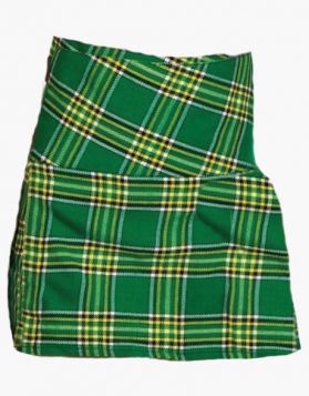 Ladies Irish Green Mini Tartan Kilt - Front Image 