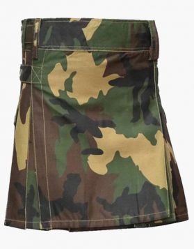 Ladies Woodland Camo Utility Mini Kilt - Front Image