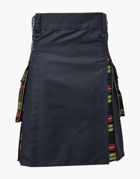 Lautreamont Black and Buchanan Tartan Hybrid Kilt - Front Image 