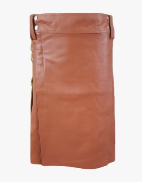 Luxurious Brown Leather Kilt- Front Image