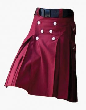 Maroon Cargo Utility Kilt 