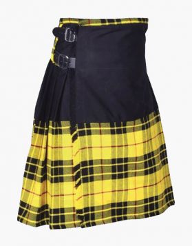 Men Black and Macleod of Lewis Tartan Hybrid Kilt - Front Image
