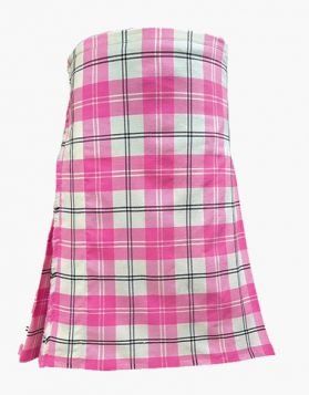 Mens Ailsa Pink Tartan Kilt - Front Image 