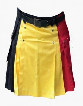 Men's Belgium Flag Kilt with Studded Apron