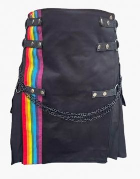 Men's Black Utility Kilt with Leather Strap