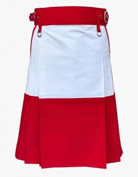 Mens Christmas White with Red Utility Kilt