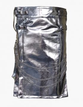 Men's Metallic Silver Gothic Utility Kilt