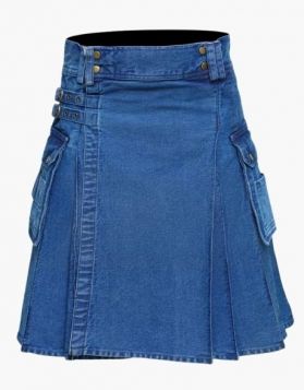 Sky Blue Denim Kilt