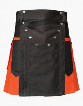 Mens Orange and Brown Two-Tone Utility Kilt - Front Image