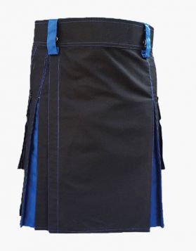 Men’s Two-Tone Black and Blue Hybrid kilt-Front Image