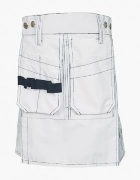 Mens White Working Utility Kilt - Front Image 