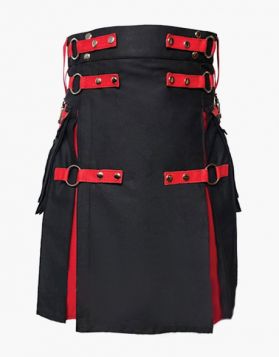 Modern Black Gothic Rainbow Hybrid Kilt- Front Image 