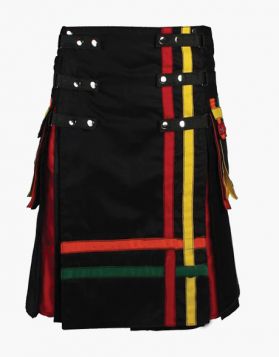 Modern Black Rainbow Hybrid Kilt- Front Image