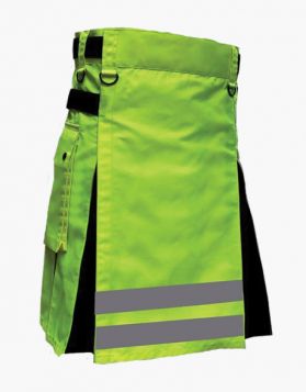Modern Fluorescent Green with Black Hybrid Kilt - Front Image 