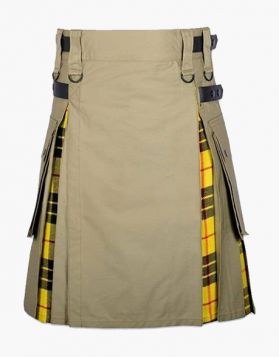 Modern Khaki And Macleod Of Lewis Hybrid Kilt- Front Image 