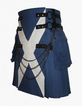 Modern Scotland Flag Gothic Kilt with Chains