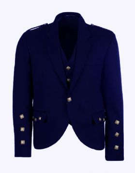 Navy Blue Argyle Kilt Jacket with 5-Button Vest
