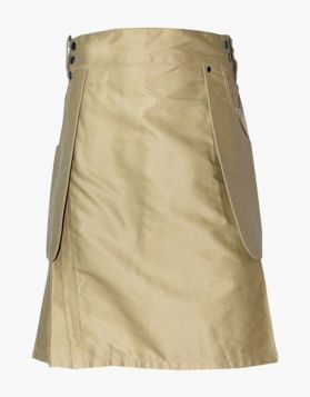 New Khaki Utility Kilt with Back Pockets- Front Image