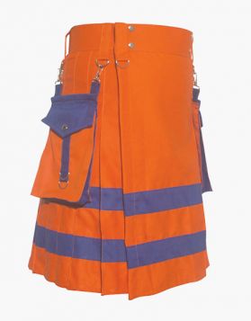 Orange and Blue Utility Kilt- Front Image