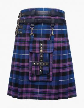 Pride of Scotland Tartan Utility Kilt with Leather Belt - Front Image