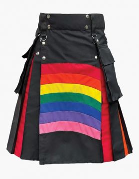  Pride Rainbow Hybrid Kilt with Colorful Pleats - Front Image 