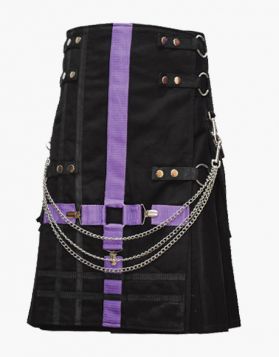 Purple and Black Gothic Utility Kilt with O-ring