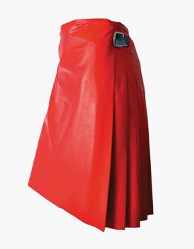 Red Leather Kilt with Black Straps- Side Image