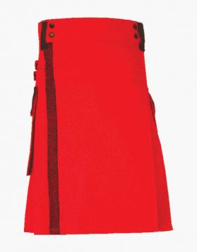 Red Utility Kilt with Black Net Style - Front Image 