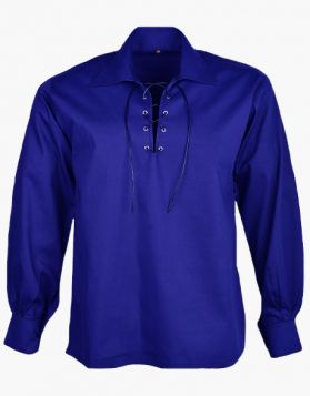 Royal Blue Jacobite Ghillie Kilt Shirt- Front Image