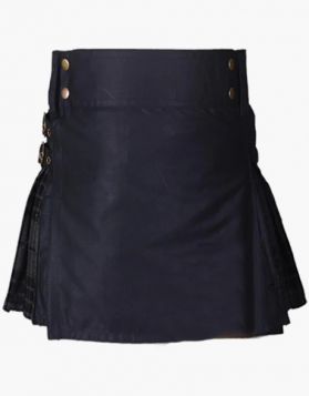 Scottish Black and Night Watch Women Hybrid Kilt -Front Image