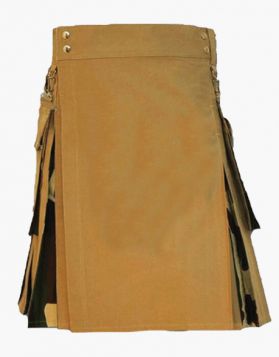 Scottish Khaki and Woodland Camo Hybrid Kilt