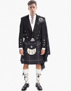 Scottish Prince Charlie Jacket Kilt Outfit Set - Front image
