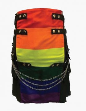 Scottish Rainbow Gothic Hybrid Kilt with Chains 