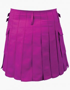 Scottish Women Purple Utility Short Kilt With Straps- Back Image
