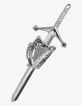  Silver Irish Harp Kilt Pin