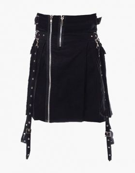Stylish Black Utility Kilt - Front Image 