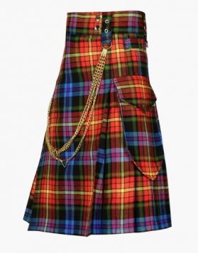 Mens Edmonstone Tartan with X-design Hybrid Kilt - Front Image