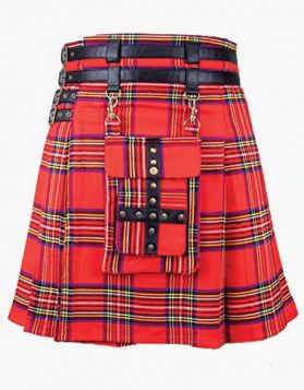 Stylish Royal Stewart Tartan Utility Kilt with Front Pocket - Front Image