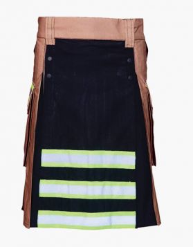 Two-Tone Brown and Black Firefighter Kilt- Front Image