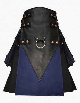 Two-Tone Gothic Black Hybrid Kilt - Front Image 