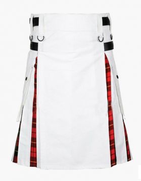 White and Wallace Tartan Hybrid Kilt- Front Image